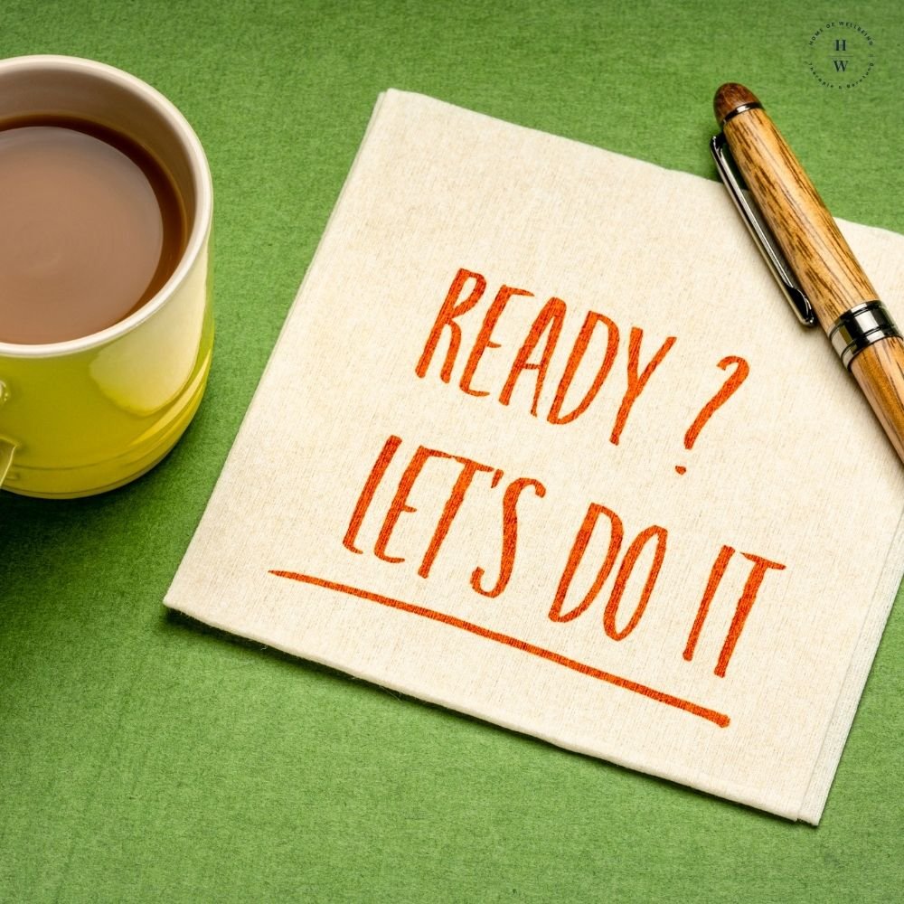 Kaffeetasse und Notizpapier mit dem Text "Ready? Let`s do it" - als Motivation für ein persönliches Coaching